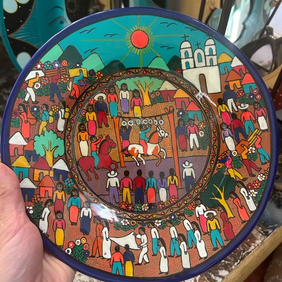 Mexican Painted Plate 10” Plate Dish  Art Hanging Wall Art - Picture 10 of 16